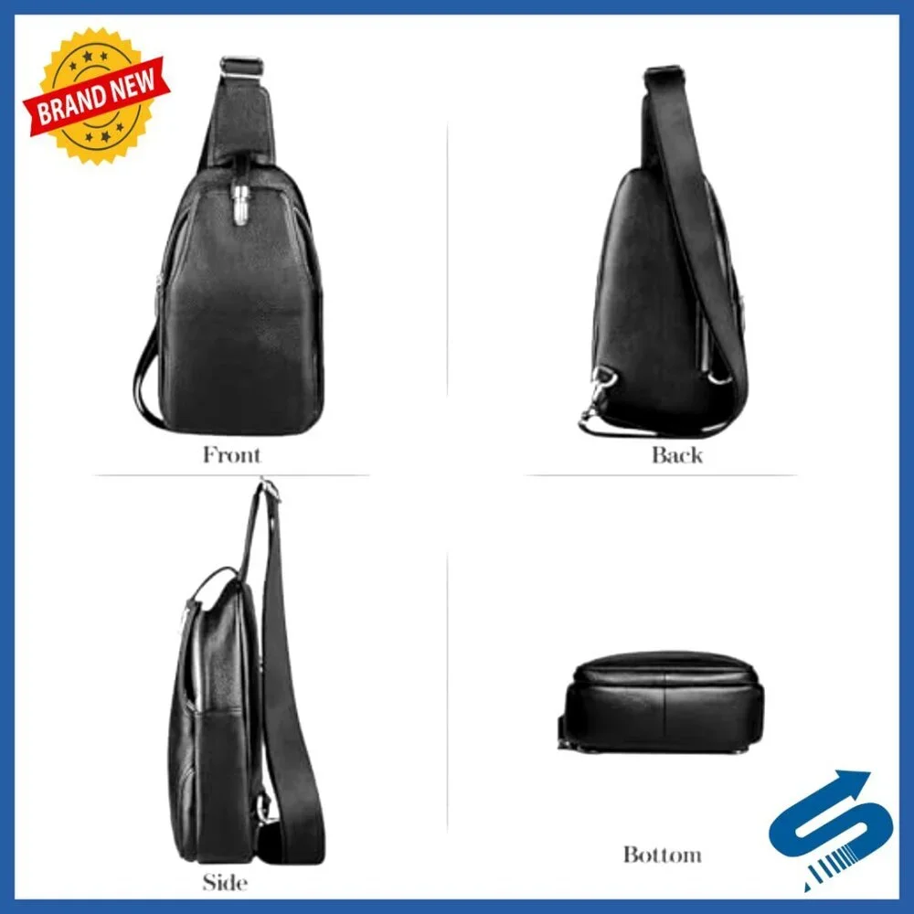 Vintage Leather Sling Backpack Daypack Crossbody Shoulder Chest Bag